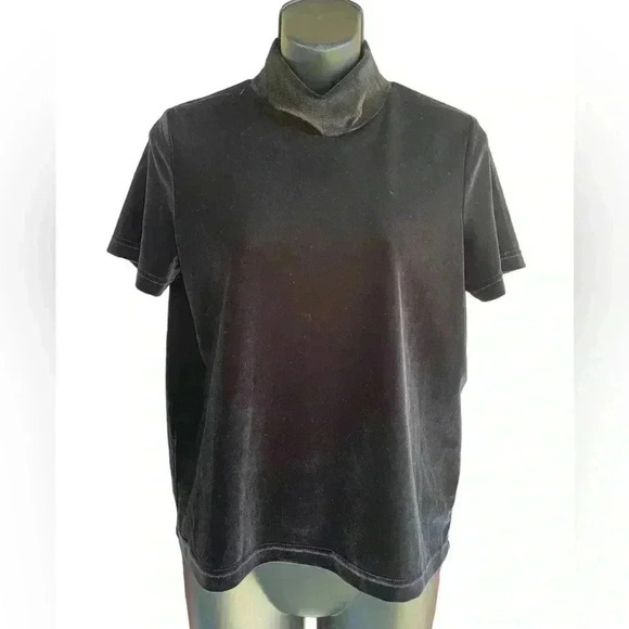 Madewell women’s Velvet Mock Neck Tee In Black Size Small pre-loved no flaws - Picture 4 of 7